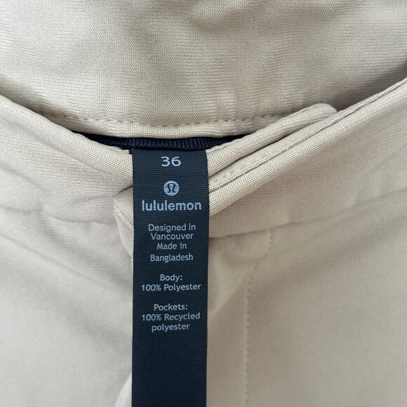LULULEMON Commission Pant Skinny 32" *Warpstreme Trench Tan Khaki Sz 36 {XX46} - Picture 7 of 8